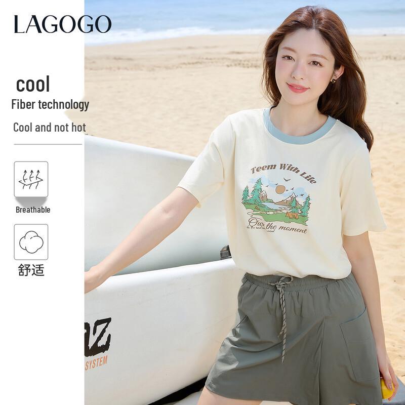 LAGOGO Women s Outdoor Landscape Print T-Shirt XL