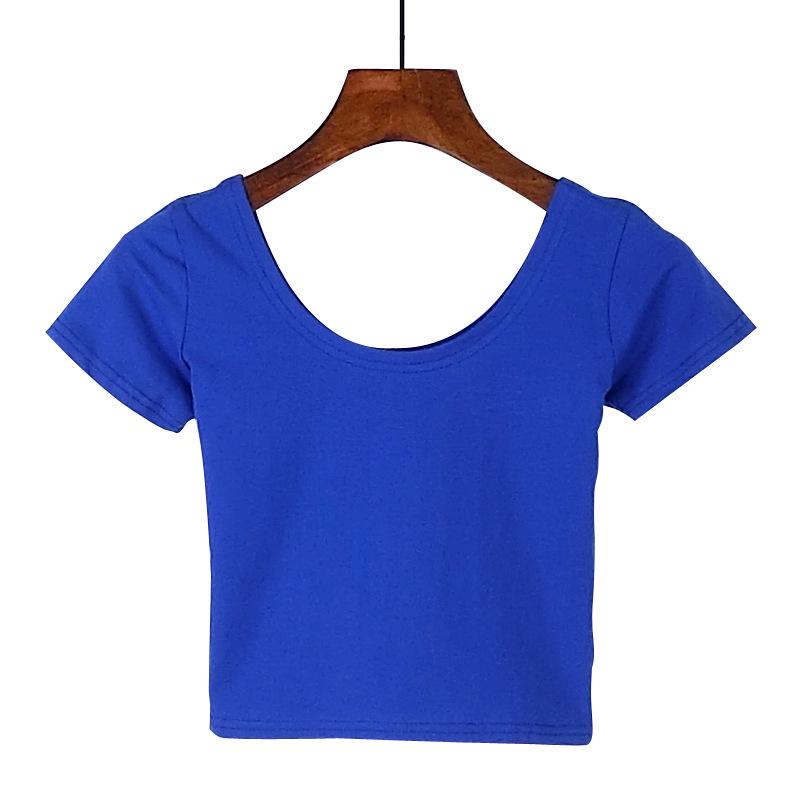 Korean Style Slim High-Waist Crop Top - Short Sleeve Belly Button Tee for Women