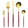 5Pcs Gold Dinnerware Cutlery Set Knife Cake Fork Tea Spoon Dinner Tableware Stainless Steel Flatware Home Kitchen Silverware Set