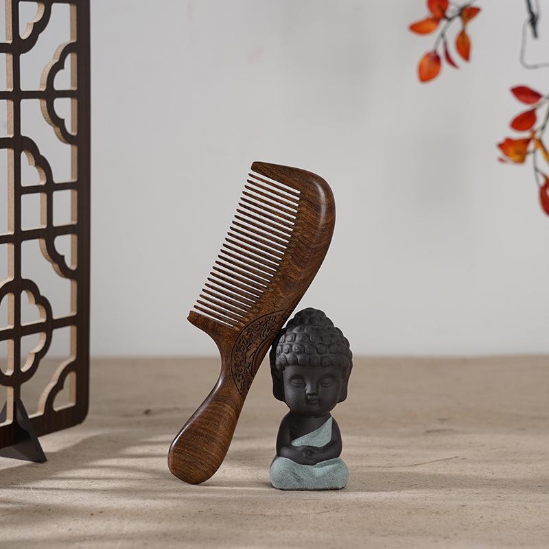 Golden Sandalwood Medium Tooth Hair Comb for Hair Loss 19*5.5 cm