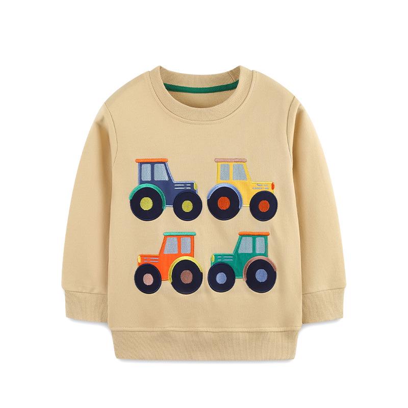 Kids' Cartoon Embroidery Crew Neck Sweatshirt - European & American Autumn Style