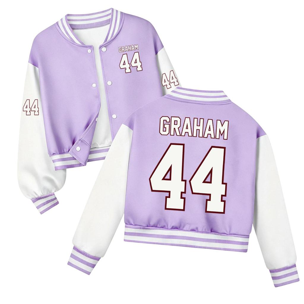 Kids Fashion Printed Baseball Jacket Casual Loose Fit Button Front Lightweight Outerwear for Boys and Girls School Wear