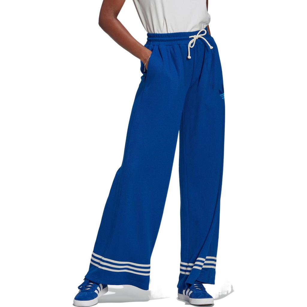 Adidas Originals Trefoil Logo Print Drawstring Loose Sweatpants Women Sweatpants Blue IB2044