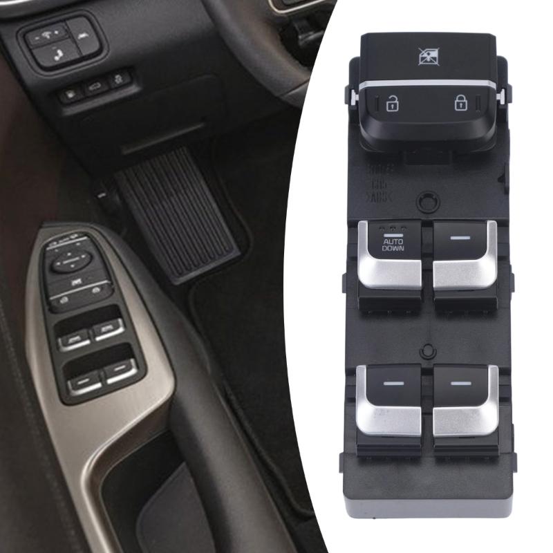 Driver Window Switches Button Panel for Replacement Use, 4 Button Layout with Upper Lock Buttons, ABS Housing, Part 93571D4000 for Repair Work