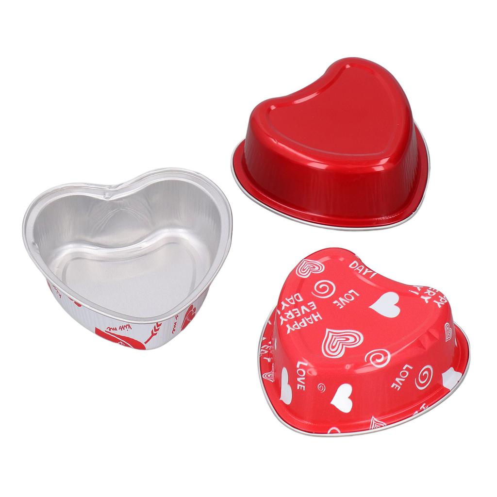 15 SZTUK Aluminiowa Forma do Ciasta w Kształcie Serca z Przezroczystymi Pokrywkami Kubek do Pieczenia Deserów na Wesela Walentynki Urodziny