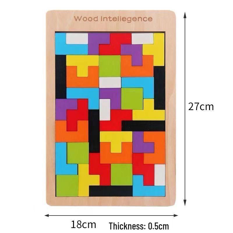 Children's Wooden Tetris Puzzle Blocks for Early Education & Intellectual Development