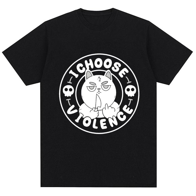 I Choose Violence T Shirt Funny Duck Humor Slogan Print Short Sleeve Tshirts Men Women Cotton Loose Oversized Tshirt Cotton