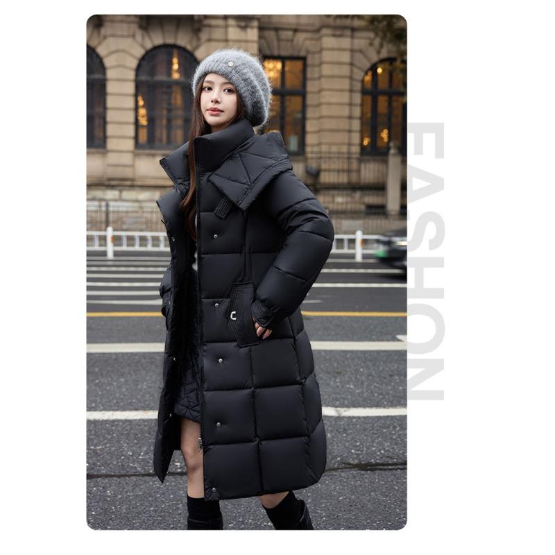 Jacket for Women, Long Style Winter New Korean Style Over-the-knee Cotton-padded Jacket, Waist-cinching and Thickened Cotton-padded Jacket