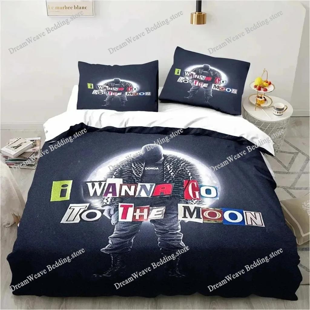 3D Rapper Kanye West Bedding Set Duvet Cover Bed Set Quilt Cover Pillowcase Comforter King Queen Size Boys Adult Bedding Set9639