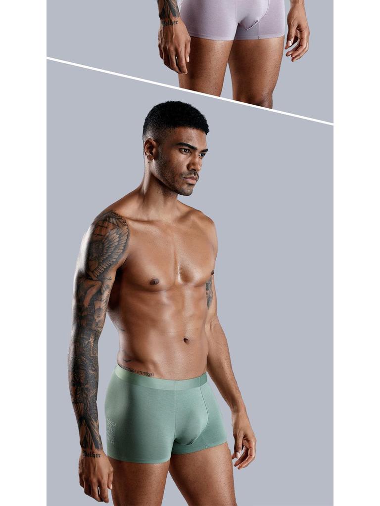 60 Modal Ice Silk Breathable Antibacterial Men's Boxer Briefs with Mulberry Silk Crotch and U-Shaped Pouch