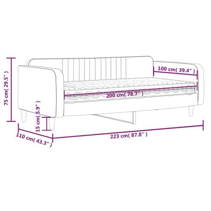 VidaXL Lit de jour avec matelas bleu 100x200 cm velours 3197045