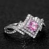 Pinkish Zirconia Ring Cross Wrapped Finger Ring Elegant Luxury Style Make Your Call Match Daily Outfits Party Ring Jewelry