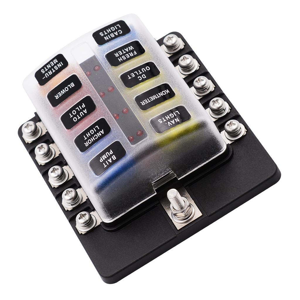 Universal 10 Way Fuse Box Block Fuse Holder Box Car Vehicle Circuit Automotive Car Fuse Accessory Tool
