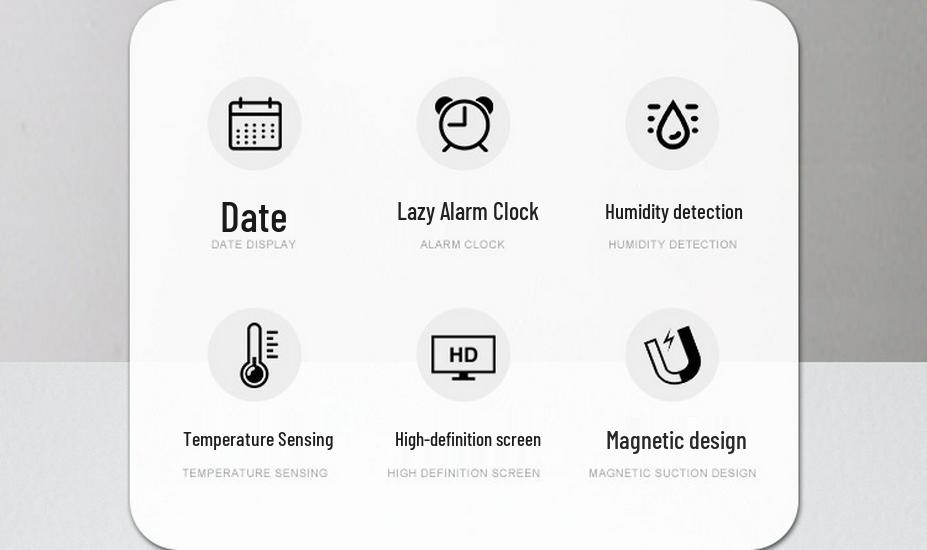 Multifunctional Slim LCD Clock with Temperature, Humidity, Magnetic Alarm