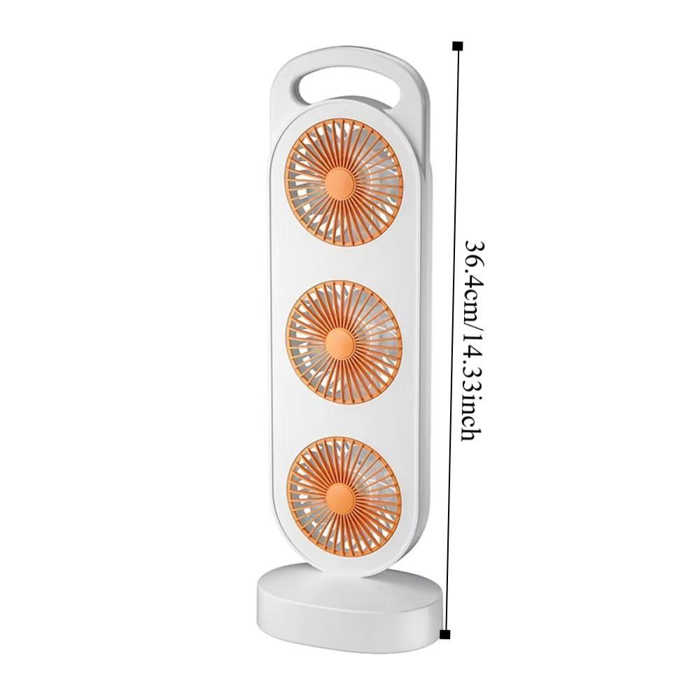3-Head Desktop Fan Long Battery Life USB Type-C Portable Cooling Fan Triple Turbine Design 3 Speed Settings Turbine Desktop Fan