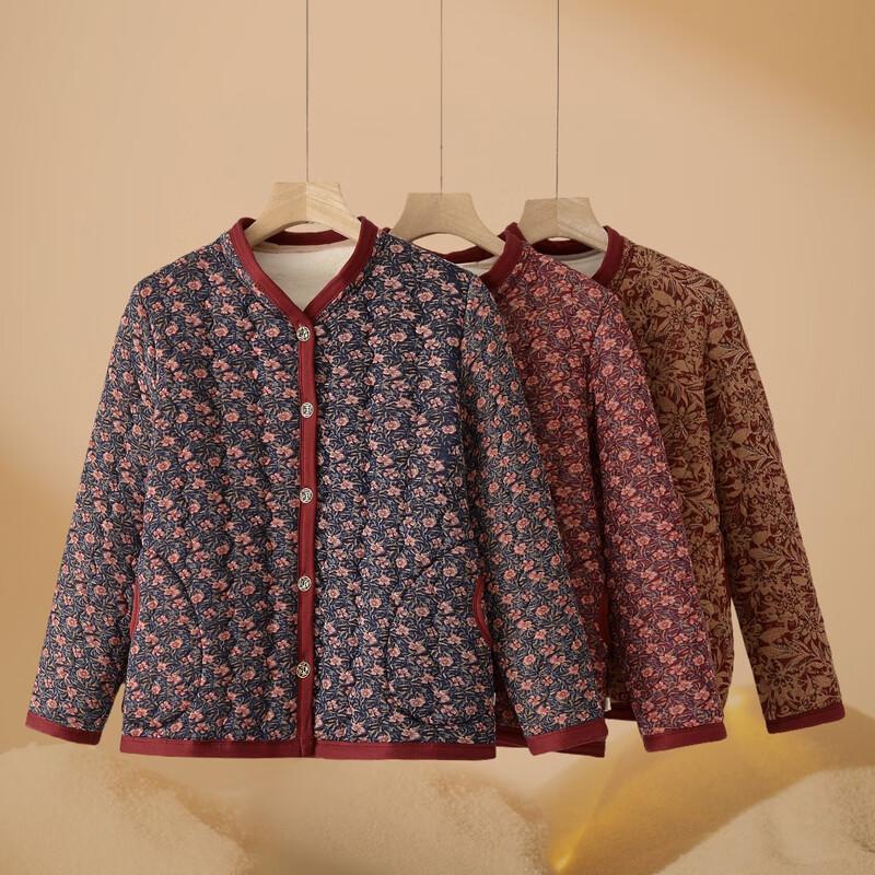 Hodo Women's Thermal Padded Floral Cardigan