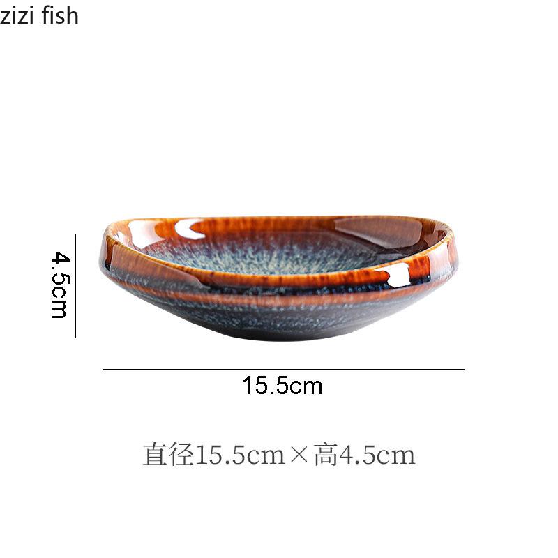 Kiln Changes Vintage Ceramic Deep Plate Restaurant Salad Dish Thick Soup Plate Dessert Dish Molecular Cooking Creative Tableware