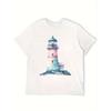 Women's T-Shirt Casual Round Neck Short Sleeve Tee for Spring/Summer,  Everyday Tshirt| Playful Print Tee| Fabric, Lighthouse Decor
