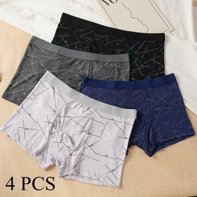 4 STÜCK Herren Mid-Waist Boxershorts Nahtlos Weich Atmungsaktiv Slips Trendy Boxer Unterwäsche XL-4XL