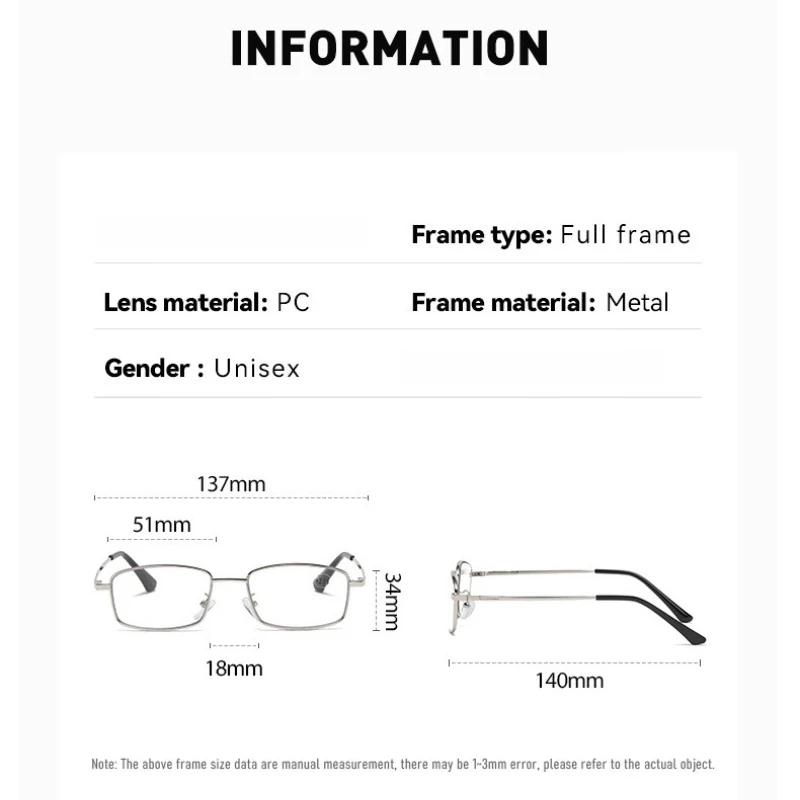 Luxury Metal Frame Multifocal Photochromic Reading Glasses Unisex  Anti-Blue Light Progressive Glasses of View Far and Close+4.0