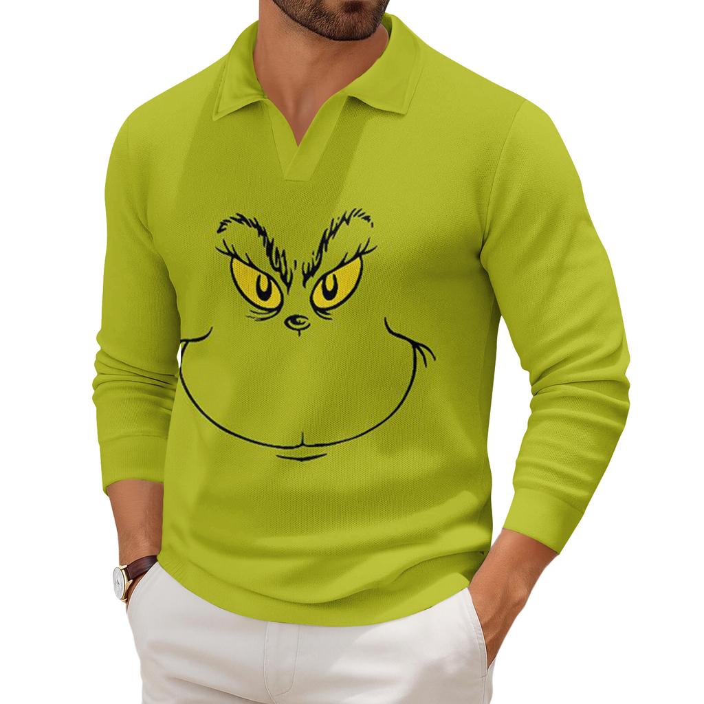 Men's Casual Collared Long-Sleeve Knit Base Layer Top