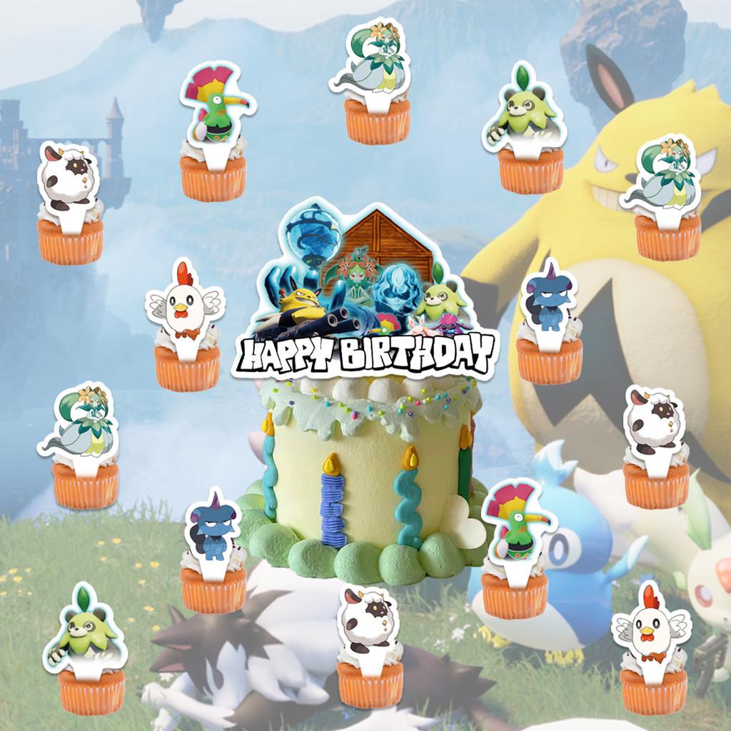 Happy Palworld Birthday Party Decoration Set With New Fantastic Beast Paru Paper Material