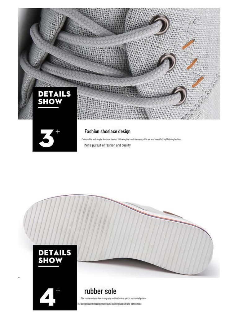 Summer Large Size Linen Lace-Up Casual Shoes for Outdoor Sports