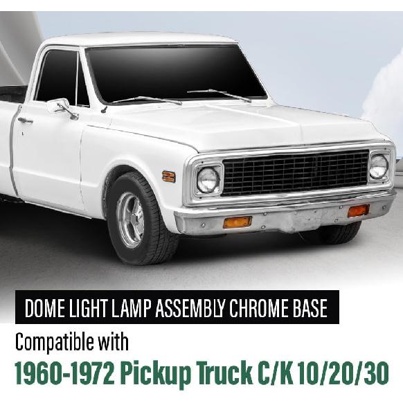 

GRAND ORANGE LED Dome Light Chrome Interior Clear Lens Compatible with Chevy GMC Truck Pickup C10 C20 K10 1960-1972 Dome Lamp Assembly Inside Cab