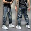JYL Mens Jeans Autumn Wide Leg Straight High Street Trendy Cropped American Denim
