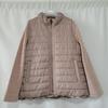 Export Korea Order Tail Goods Stand Collar down Cotton Jacket Women's Patchwork Knitting Imitation Mink Sleeve Short Wooden Ear Heattech