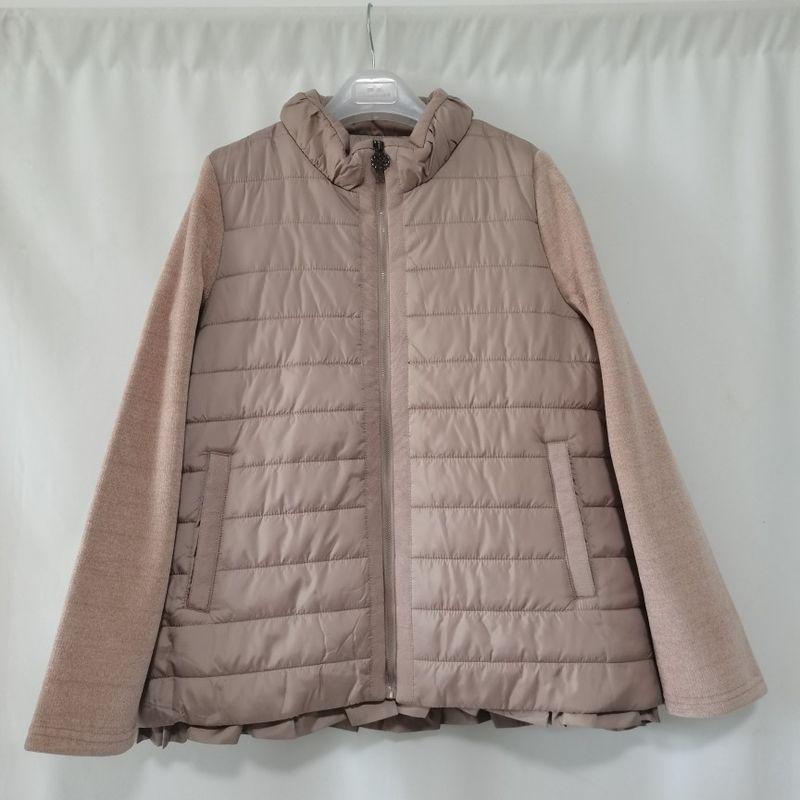 Export Korea Order Tail Goods Stand Collar down Cotton Jacket Women's Patchwork Knitting Imitation Mink Sleeve Short Wooden Ear Heattech