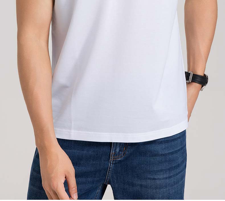 [Antibacterial and Odorous] Langdeng Tencel Cotton Round Neck Short Sleeve T-shirt Summer New Elastic Solid Color Lightweight Top