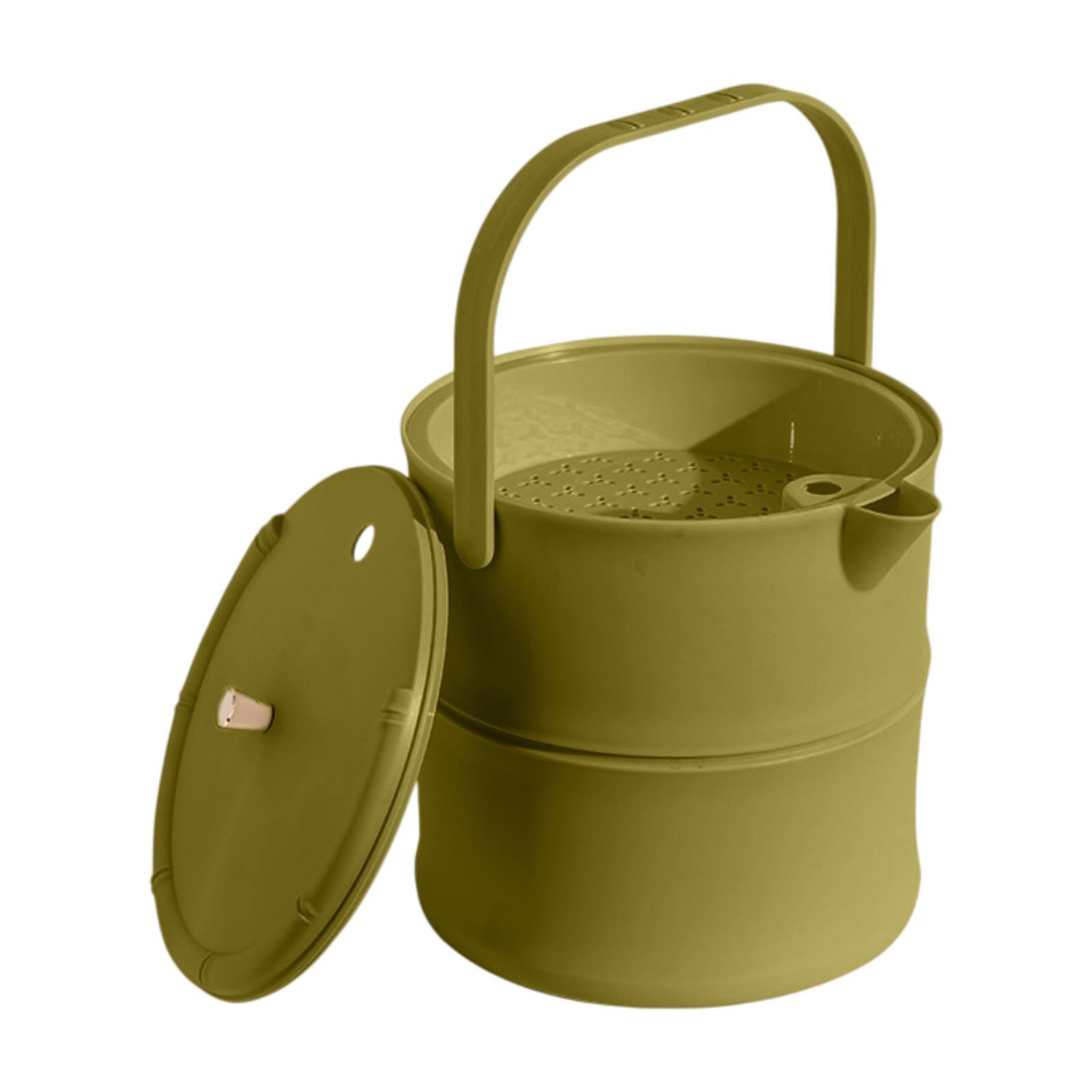 

Tea Waste Bucket Waste Can Portable with Strainer Disposal Bin with Lid Liquid зелений