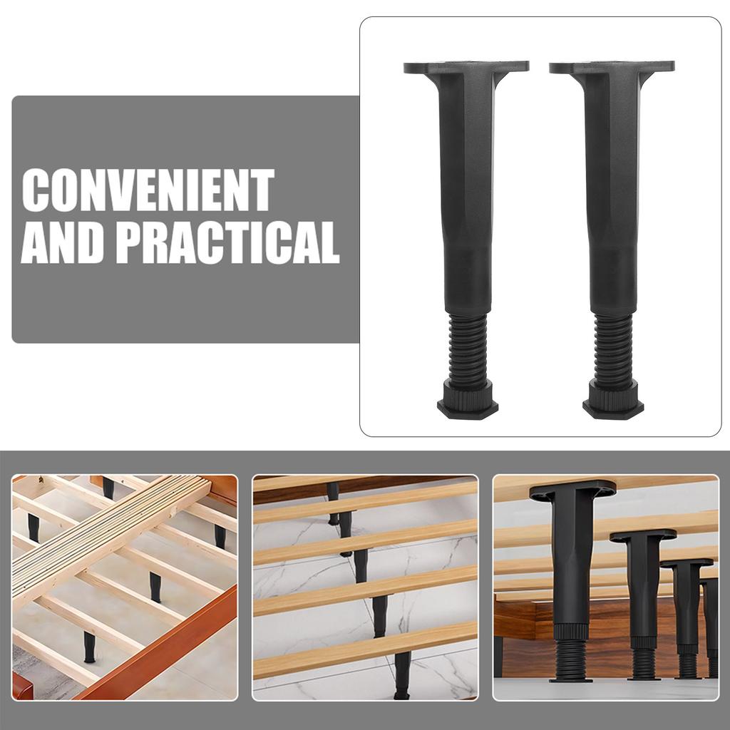 2Pcs Adjustable T-Shaped Bed Frame Support Legs 18Cm-34.5cm Height Range Heavy Duty PP Furniture Legs for Bed Stability and