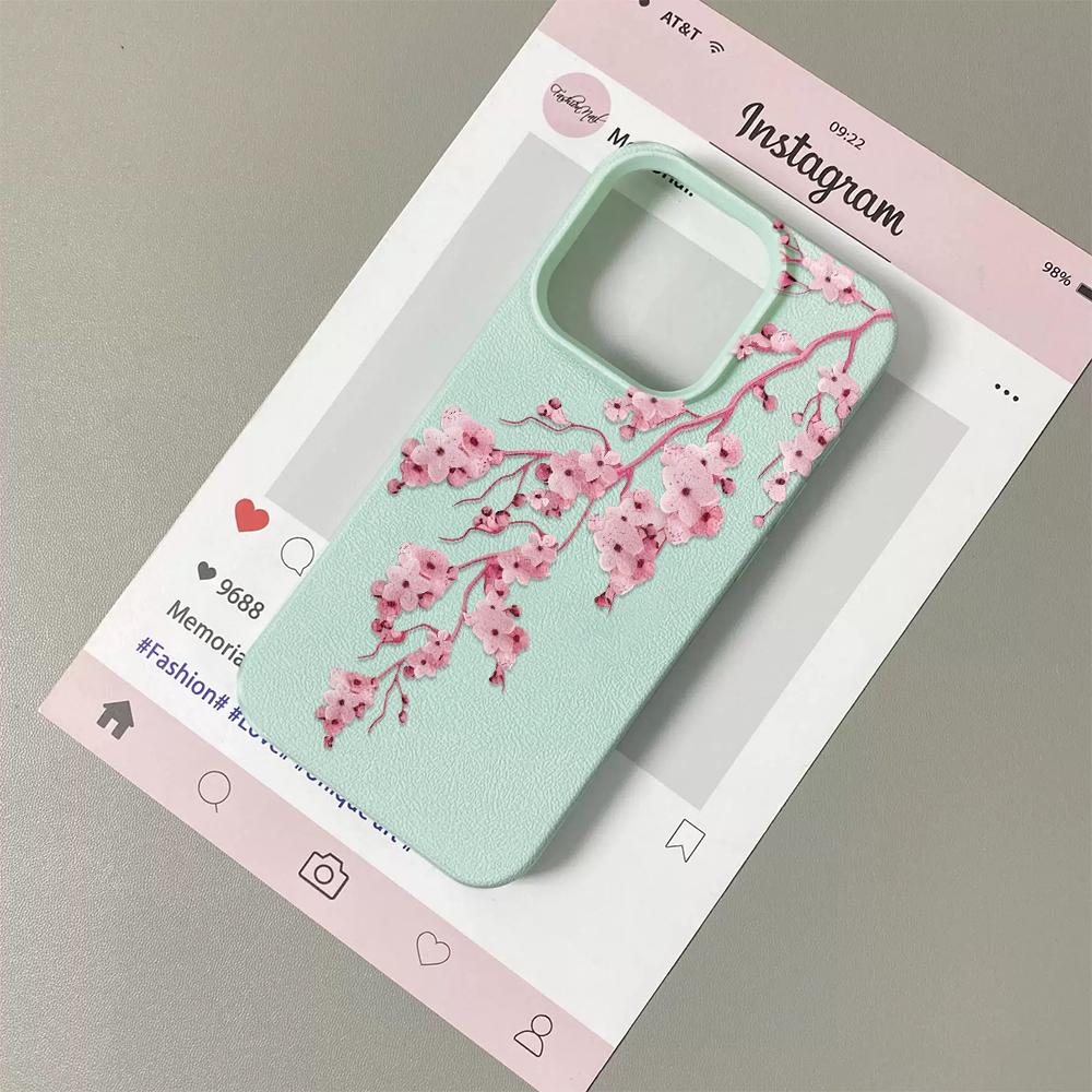 Rosa Pfirsichblüten Silikon Handyhülle für iPhone 17 Pro Max Hülle iPhone 16 15 14 13 12 11 17E Pro Max Gummi Schutzhülle