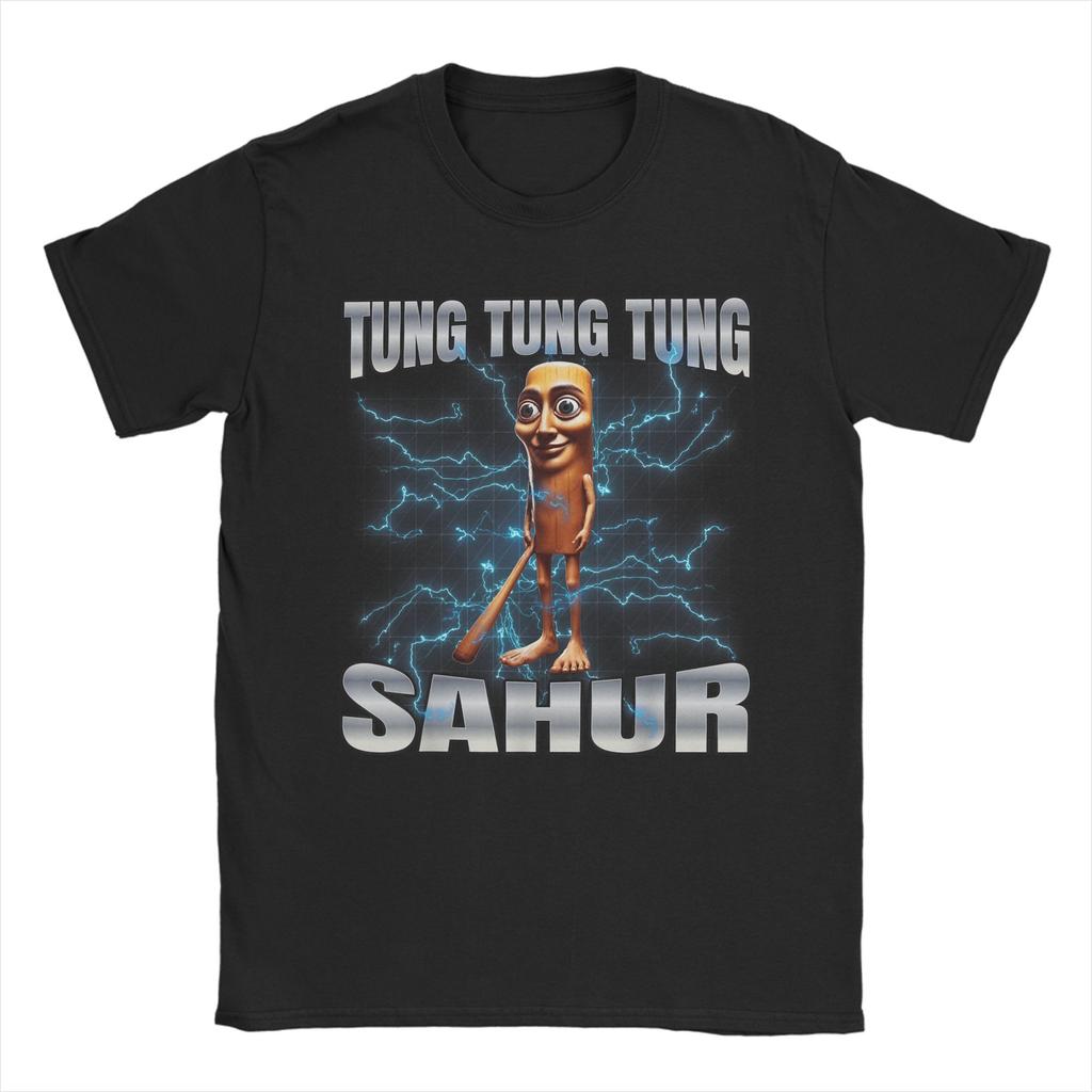 Women Men Humor Tung Tung Tung Sahur Funny Meme Italian TShirts for Men  Awesome 100 Cotton Tee Shirt Short Sleeve T Shirt