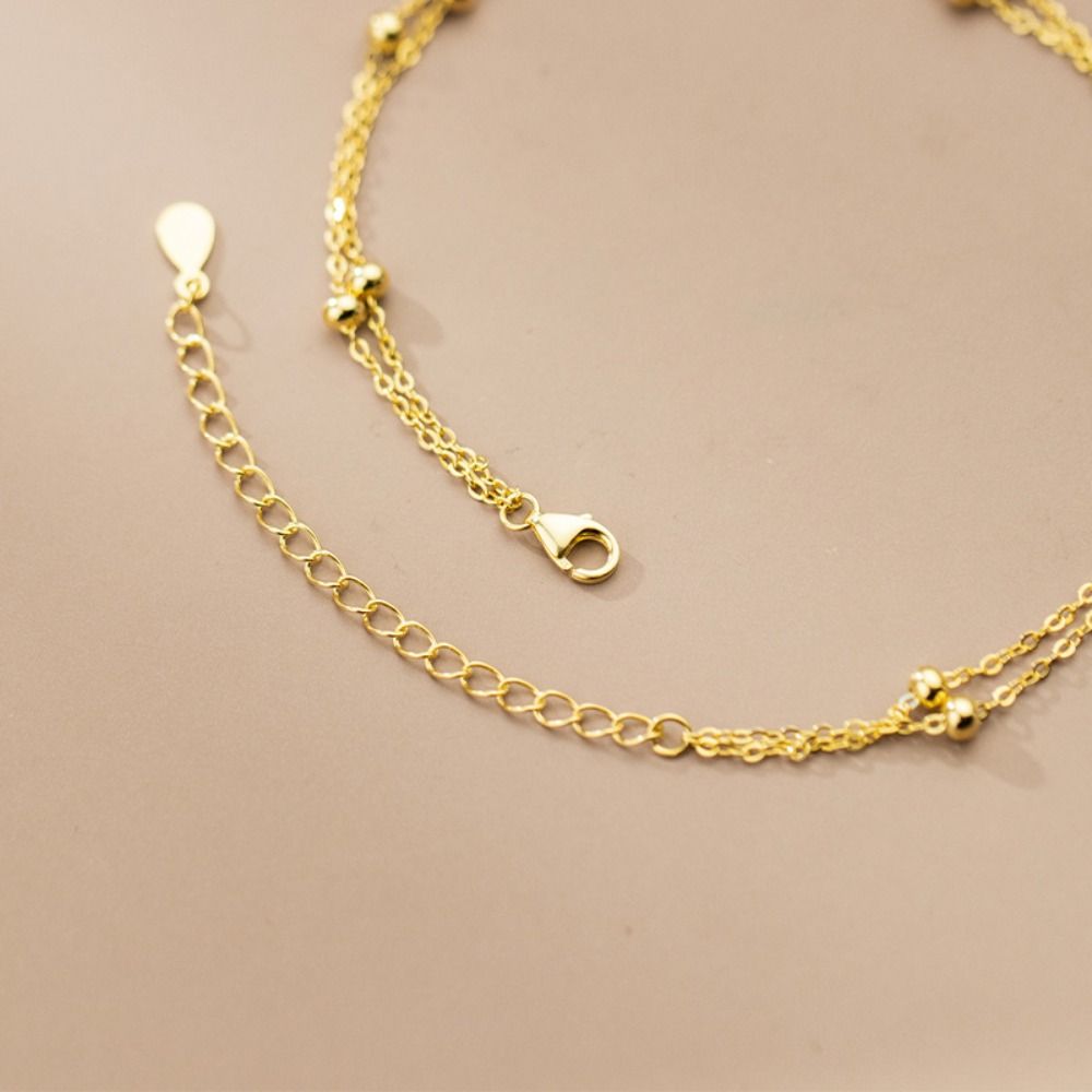 Titanium Steel Double-Layered Trending Anklet Bead  Simple   Ladies
