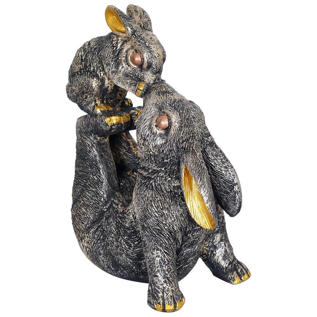 Rabbit Statue with Rabbit Baby Playing Showpiece for Home Decor Showpiece Feng Shui Vastu Items for Good Luck