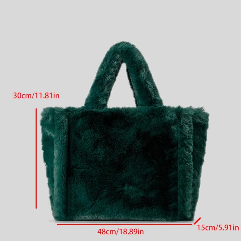 Plush Bag Simple Underarm Crossbody Solid Color Handbag Casual Tote Bag
