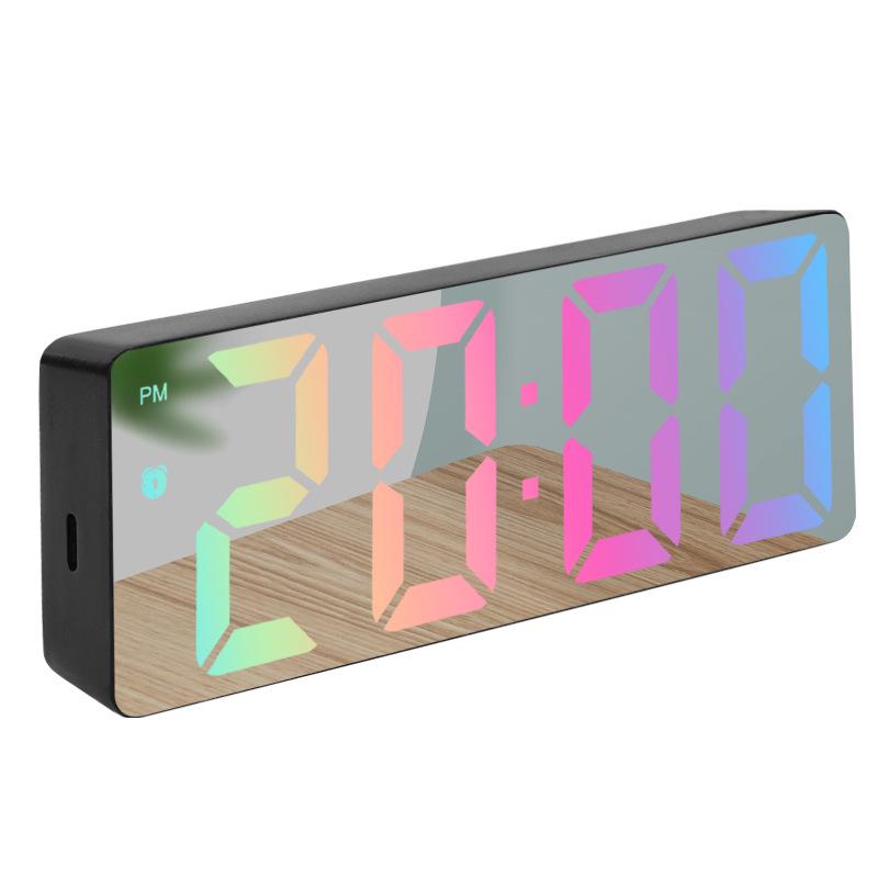 Multifunctional Voice-Controlled Digital Alarm Clock: Minimalist, Colorful Large Screen for Students & Desktops