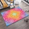Rainbow Gradient Mandala Pattern Rug with Intricate White Designs Suitable for use as an anti-slip for living room bedroom sofas