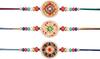 Rakhi for Brother Set of 3 Designer Floral Rakhis for Brother with Beads and Thread, Traditional Handmade Raksha Bandhan Rakhi Combo Pack, Decorative
