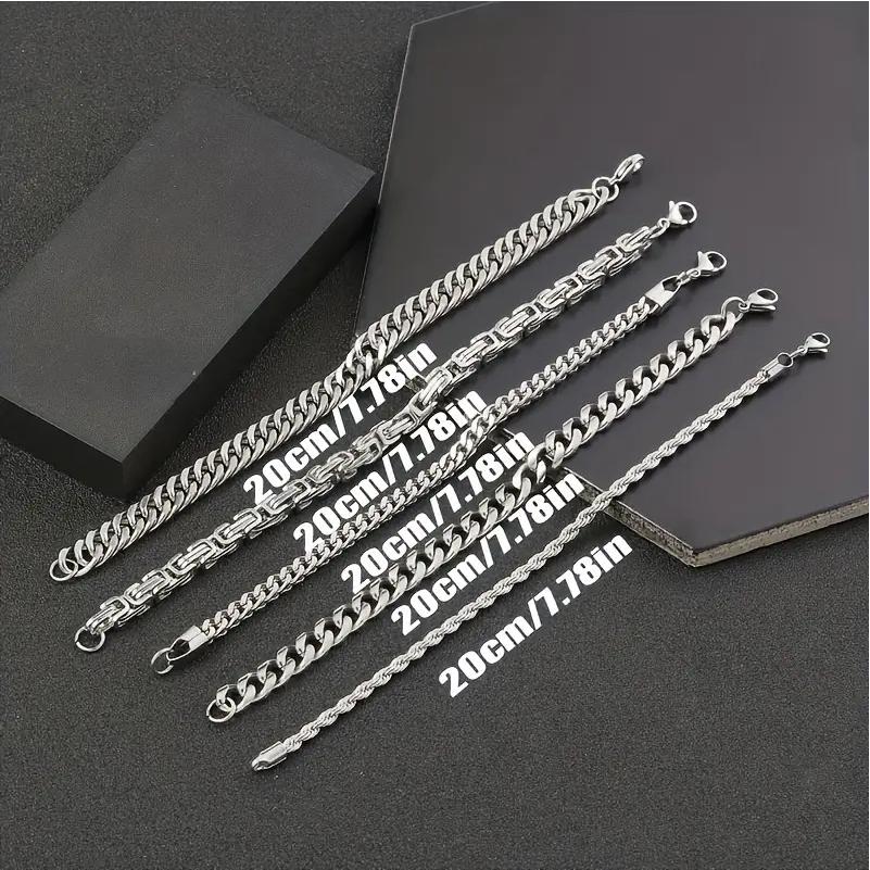 5pcs Stainless Steel Mens Bracelet Set - Durable, able, and Stylish  Accessories for Daily Casual Wear