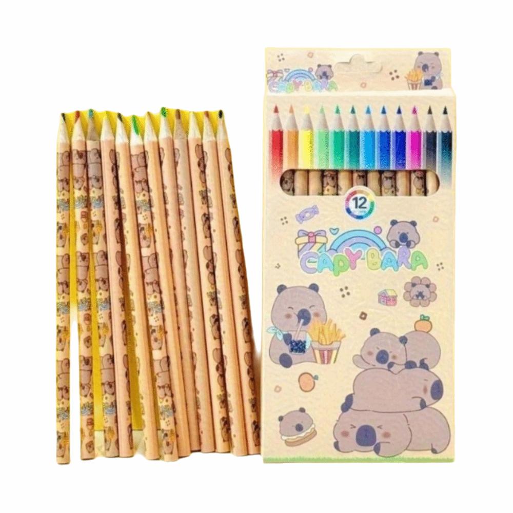 New 12 Colors Capybara Colored Pencils Wooden Art Supplies Colour Pencil Cartoon Sketching Drawing Coloring Pencil School Office