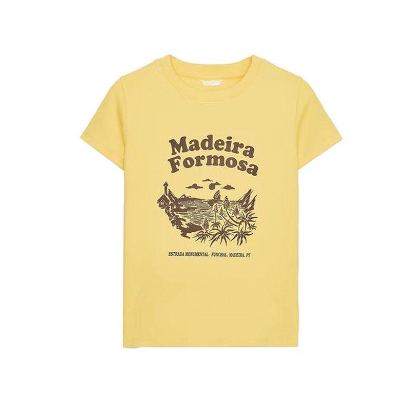 New Fall Women's Clothing Fashion All-Match Cotton Printing Casual Minimalist Round Neck Short Sleeve T-shirt 0085805