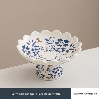 Retro Chinese Blue and White Porcelain Offering Plate