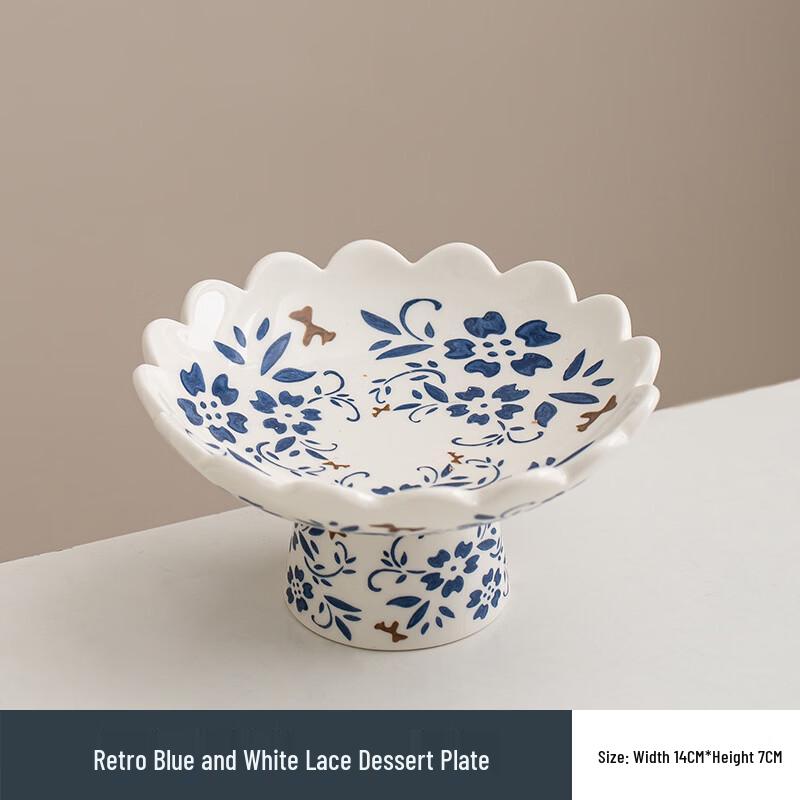 Ретро-китайская сине-белая фарфоровая тарелка для подношений