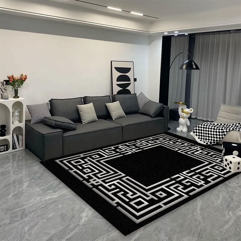 Luxury Classical Living Room Large Rug Simple Black White Bedroom Carpet Toilet Washroom Decoration Rugs Comfortable Floor Mats