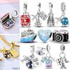 925 Sterling Silber Charm Perle Anhänger Flugzeug Kamera Koffer Reise Charm Passend für Original Halskette Armband Für Frauen DIY Schmuck