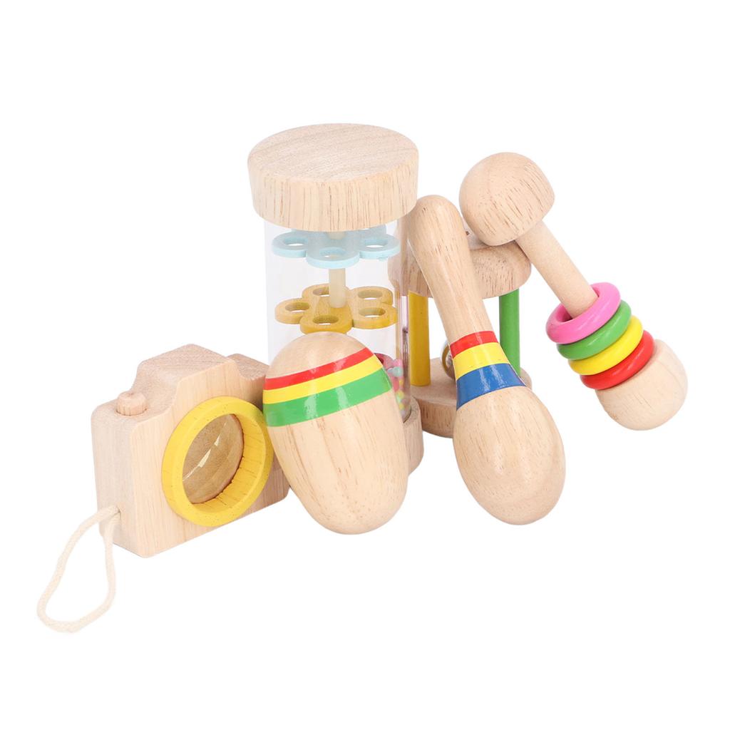 Kids Musical Instrument Toy Wooden Music Sand Hammer Rattle Bell Toys Set Kit for Home Travel